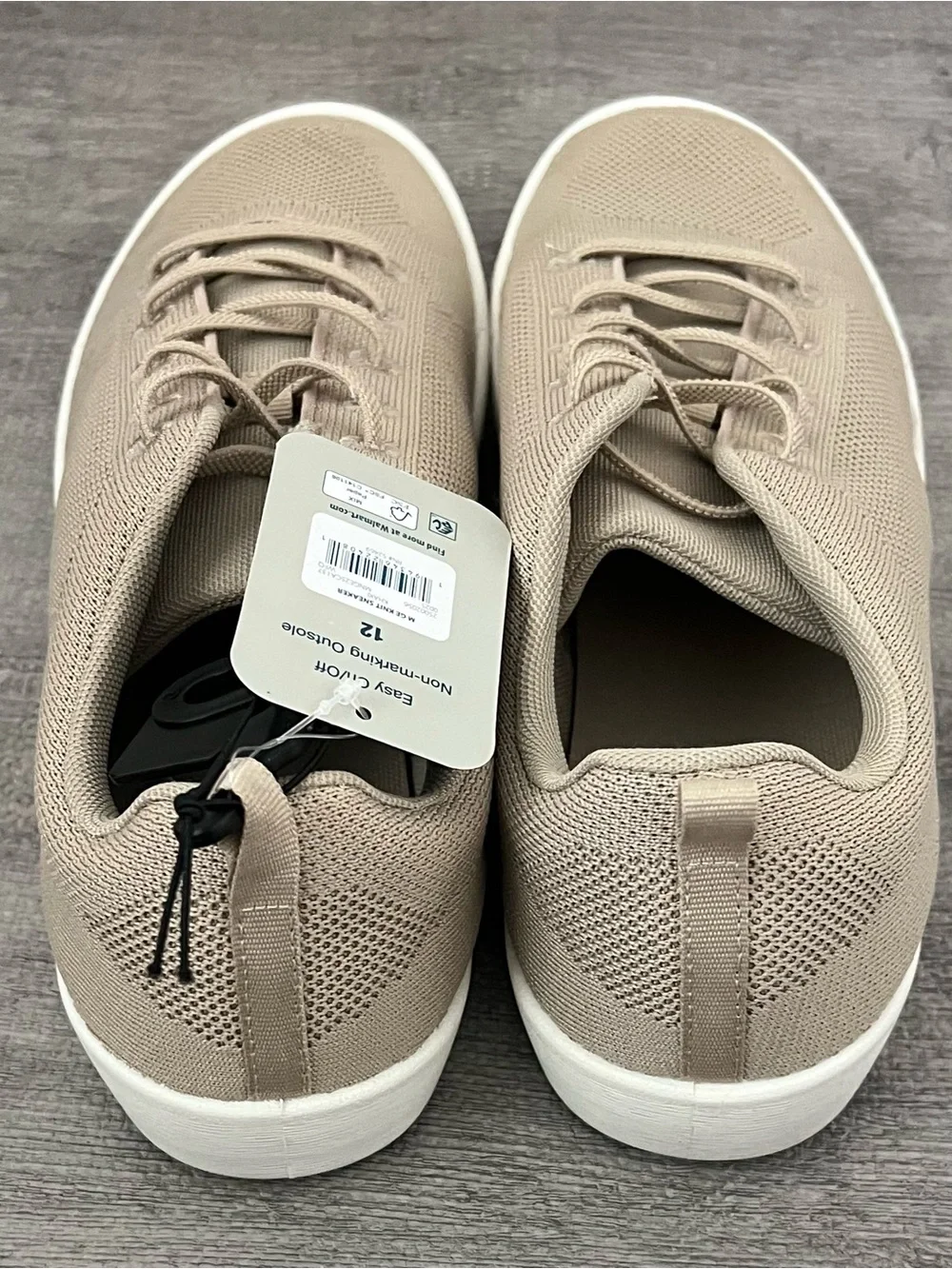 George Men's Beige Knit Lace-Up Low Top Athletic Sneakers Casual Solid